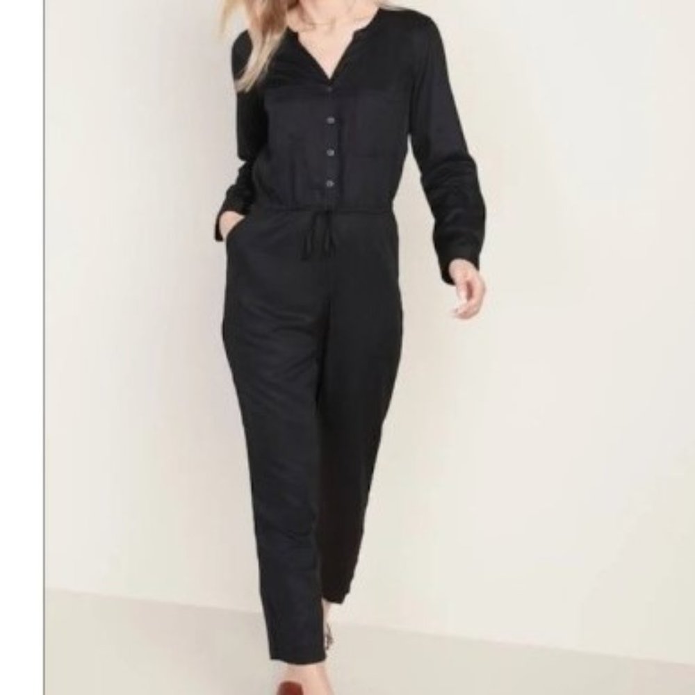 OLD NAVY Black Utility Jumpsuit Size Large TALL